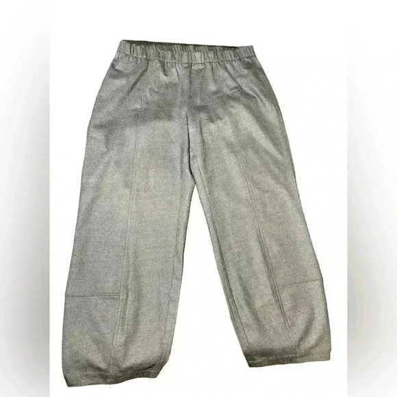 Eileen Fisher Women tapered Ankle Pant Wool Smoke Crepe F16SFT Elastic Waist - Picture 5 of 11